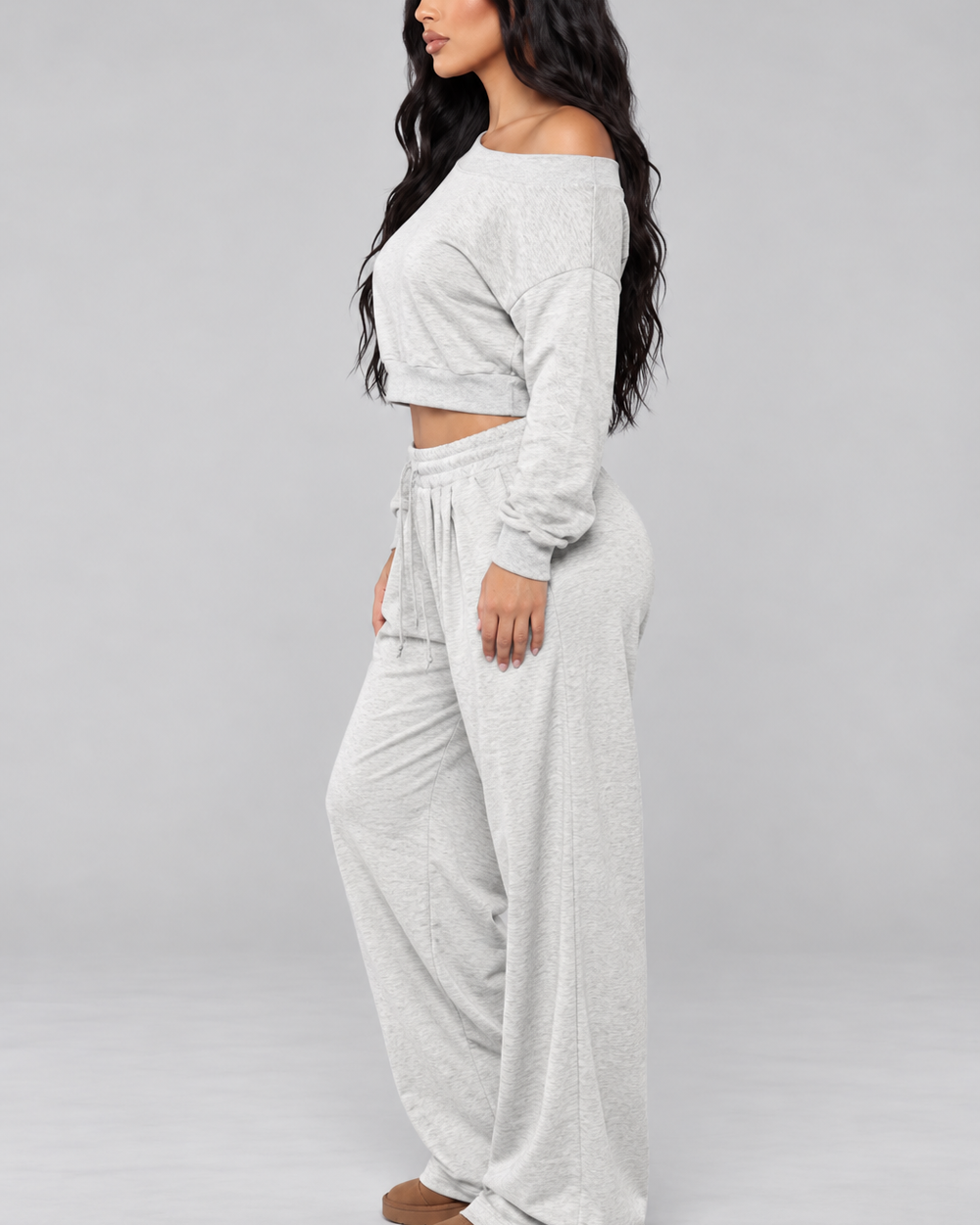 Slouch & Chic Lounge Set-Heather Gray