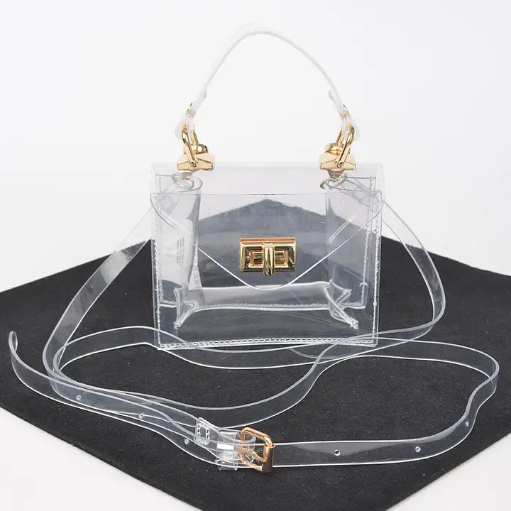 Clear Top Handle Mini Bag - Gold