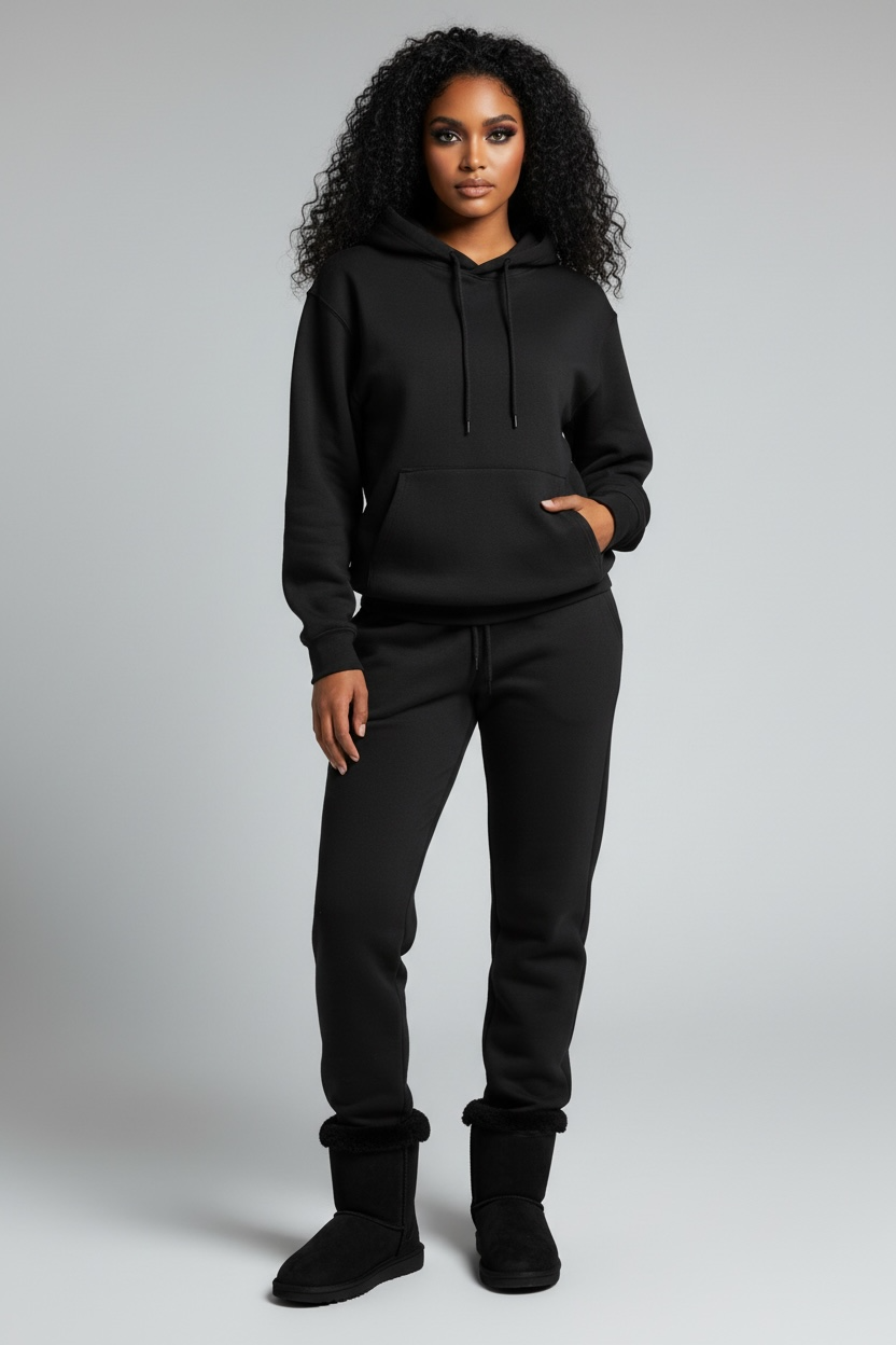 Comfy Club Jogger Set-Black