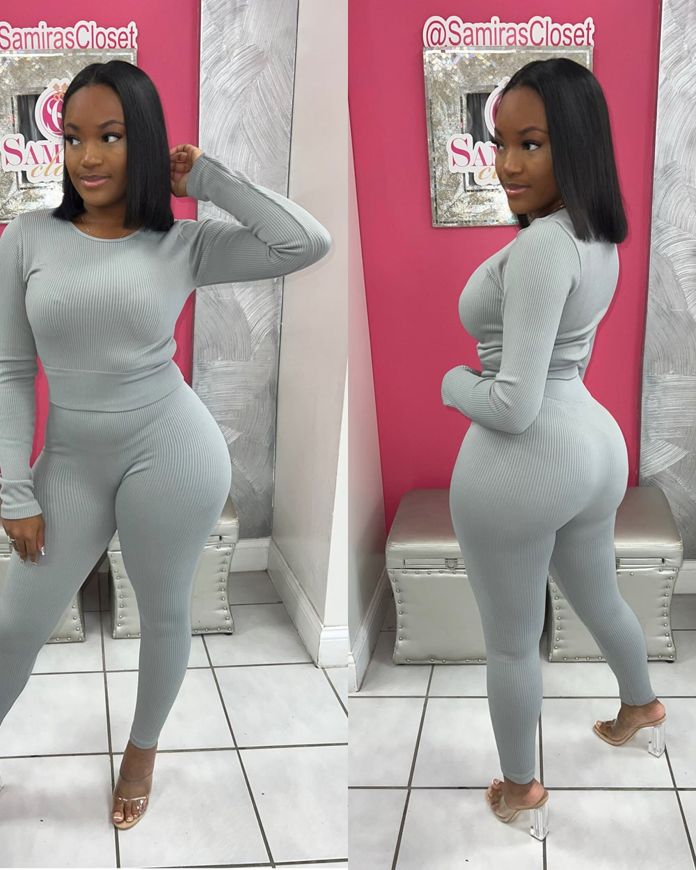 Kick Back Legging Set-Grey