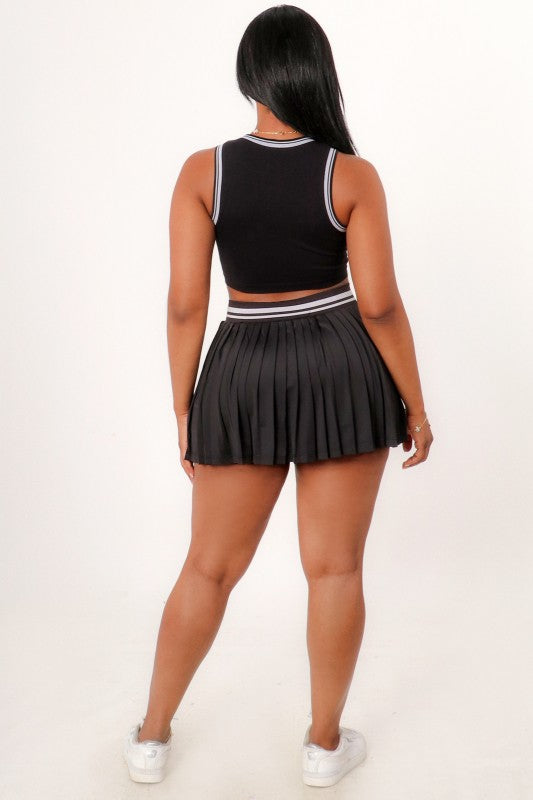 Tennis Skirt Set-Black