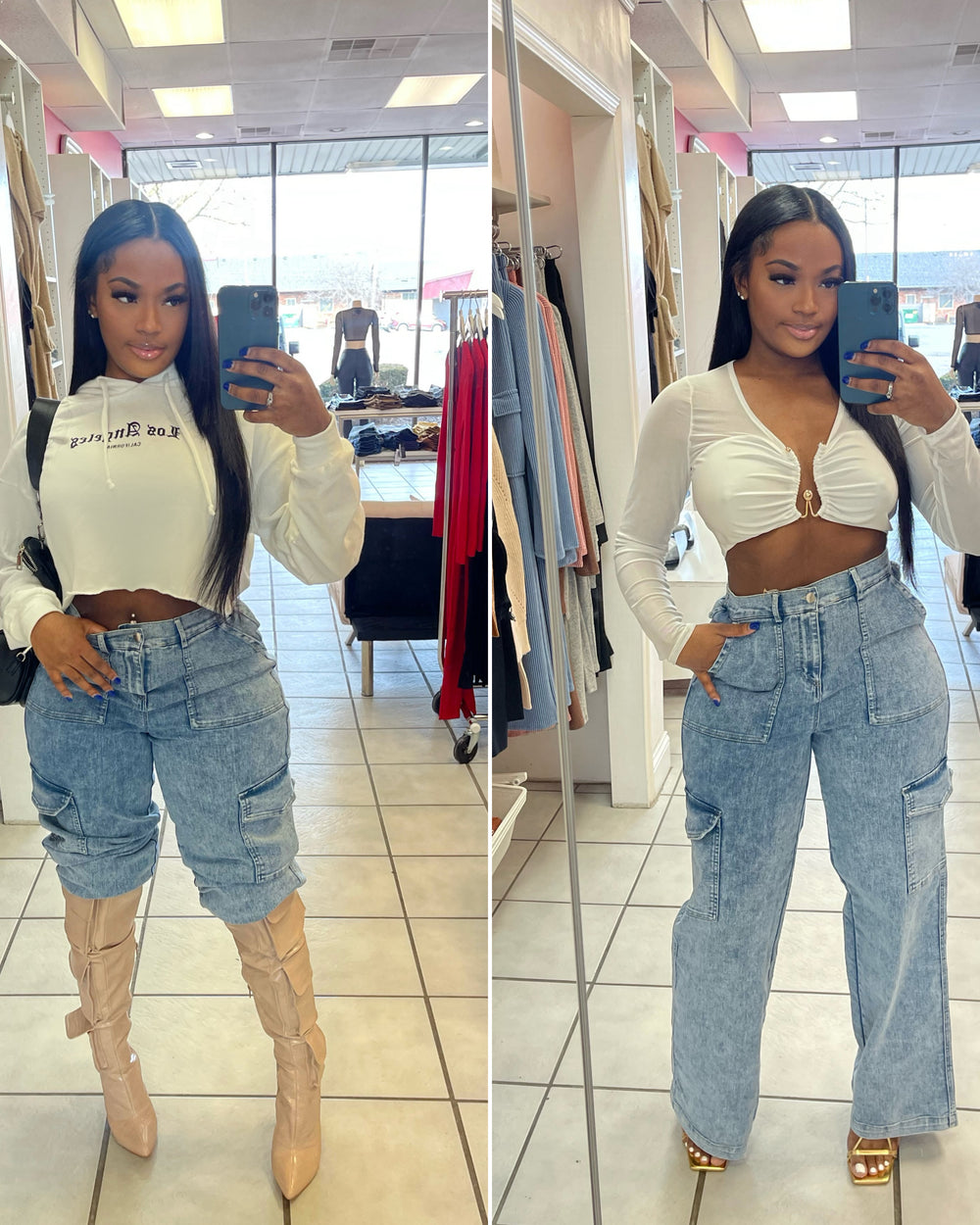Toxic Cargo Denim Jeans-Light Blue