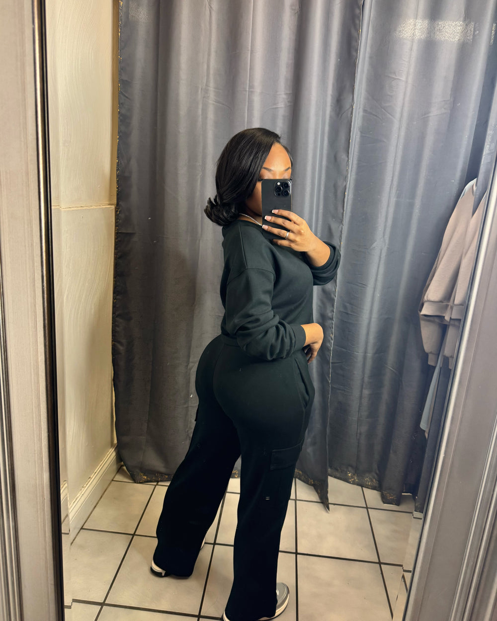 Favorite Felt Jogger Set-Black