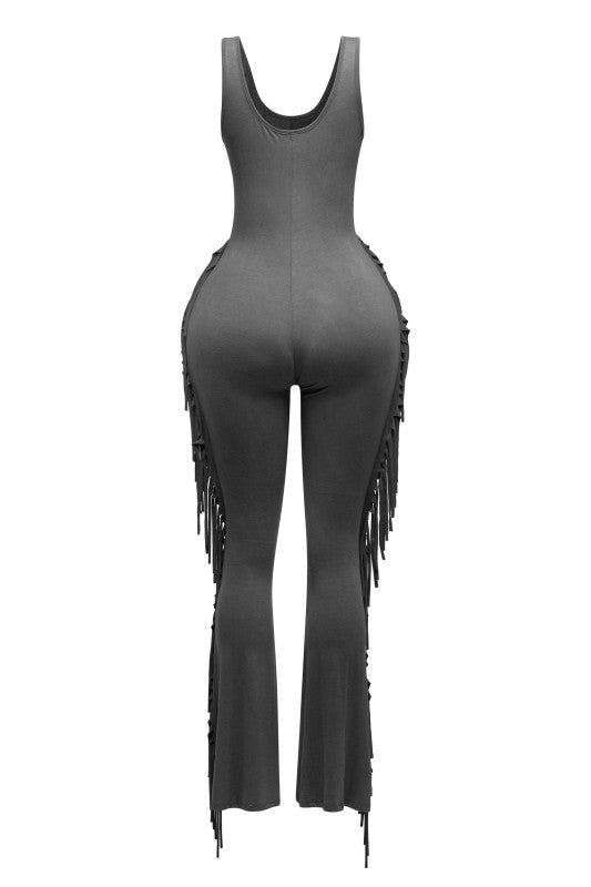 Midnight Fringe Flare Jumpsuit