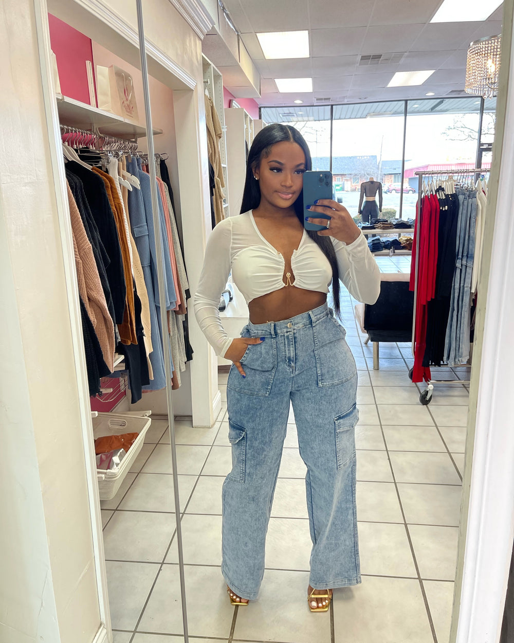 Toxic Cargo Denim Jeans-Light Blue