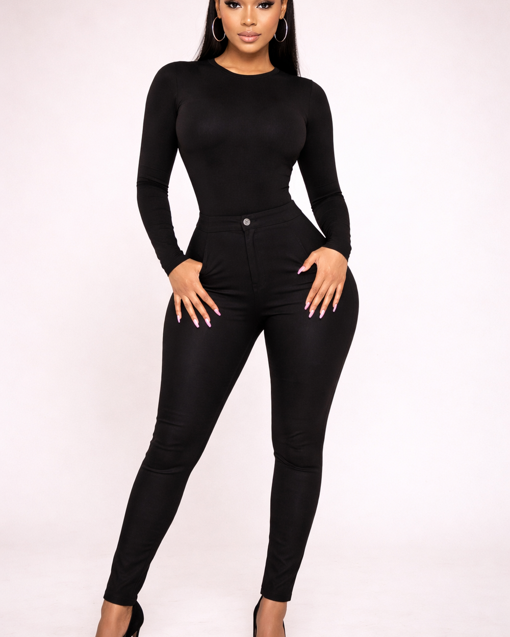Extra Stretch Highwaisted Denim-Black