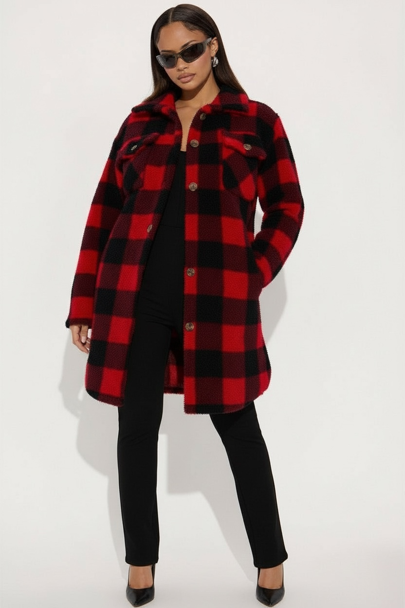 Plaid Babe Flannel-Red/Black