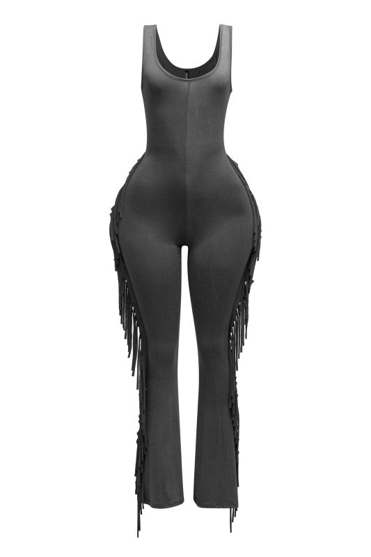 Midnight Fringe Flare Jumpsuit