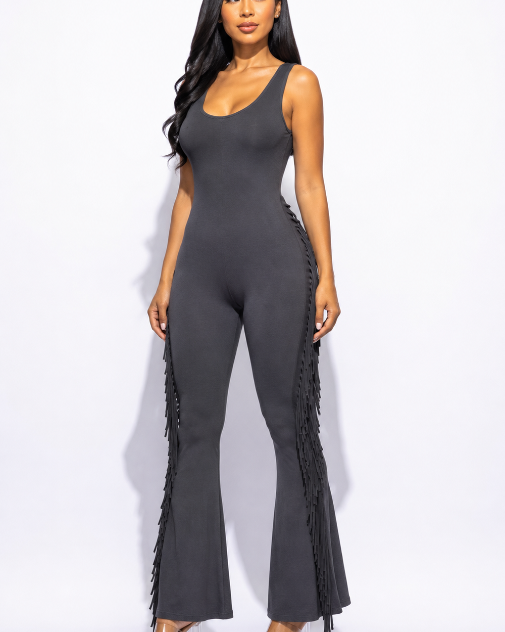 Midnight Fringe Flare Jumpsuit