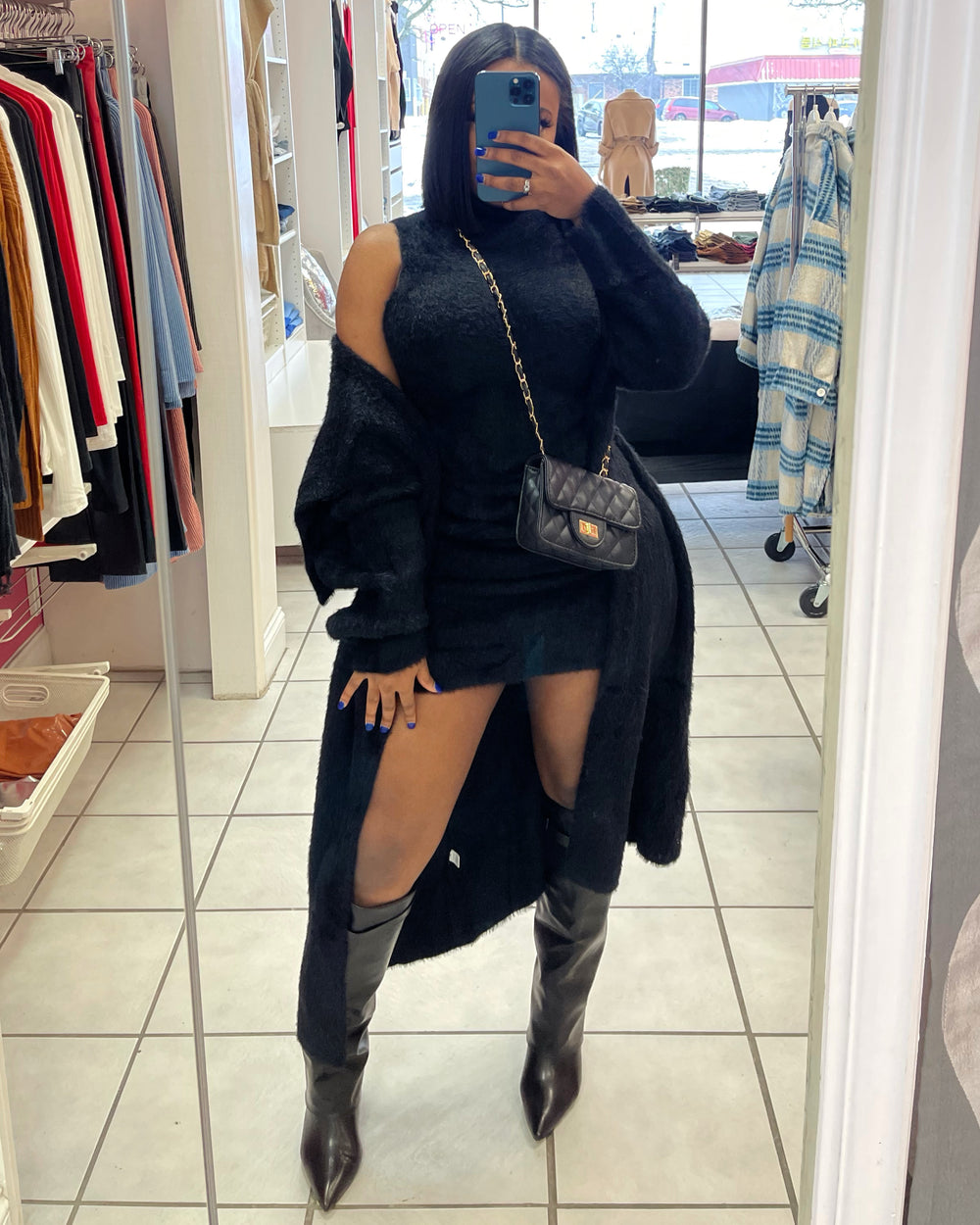 Steppin Out Cozy Cardigan Set-Black