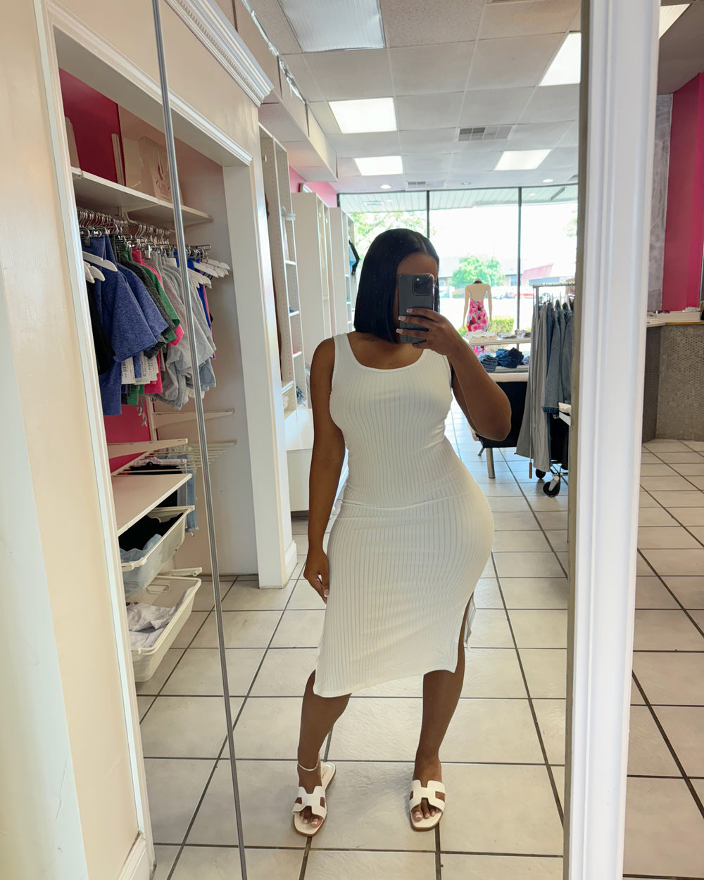 Alexis Midi Dress-White