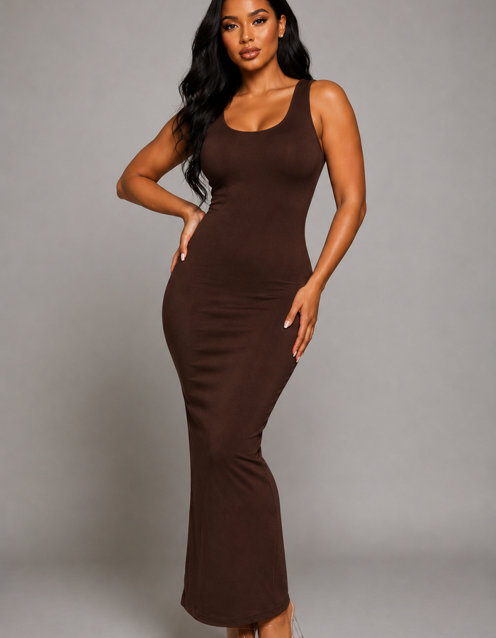 The Essence Maxi Dress-Coffee