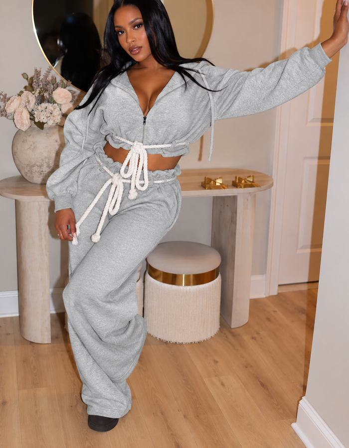 Tied up Cozy Set-Gray