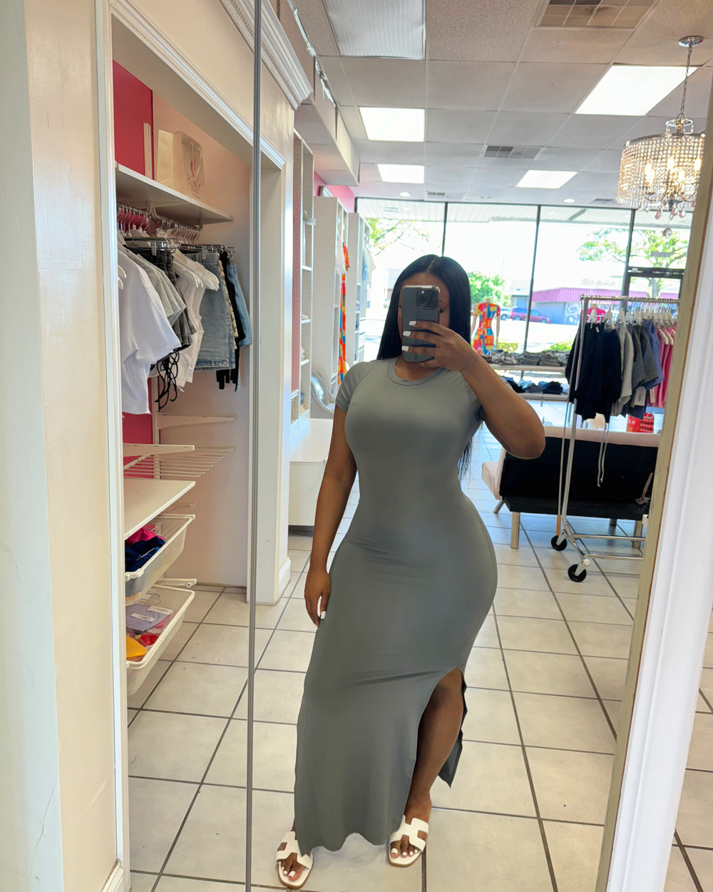 Simple Saturday Maxi Dress-Grey