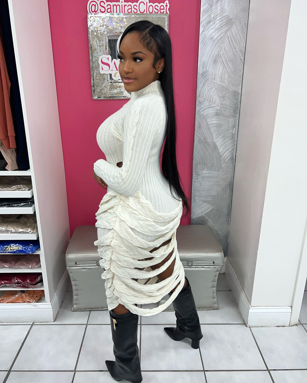 Make The Cut Sweater Dress-Ivory