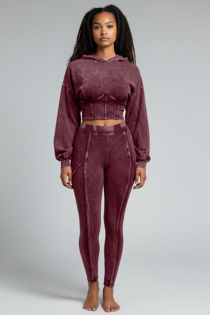 Limited Edition Hooded Legging Set-Burgundy