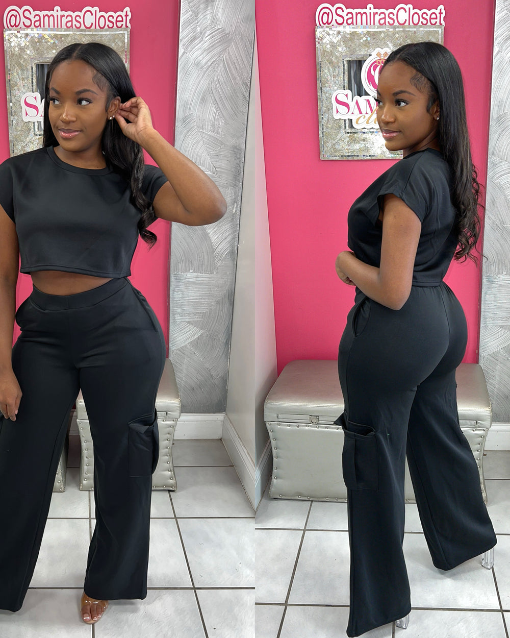 We love Cargo Pant Set-Black