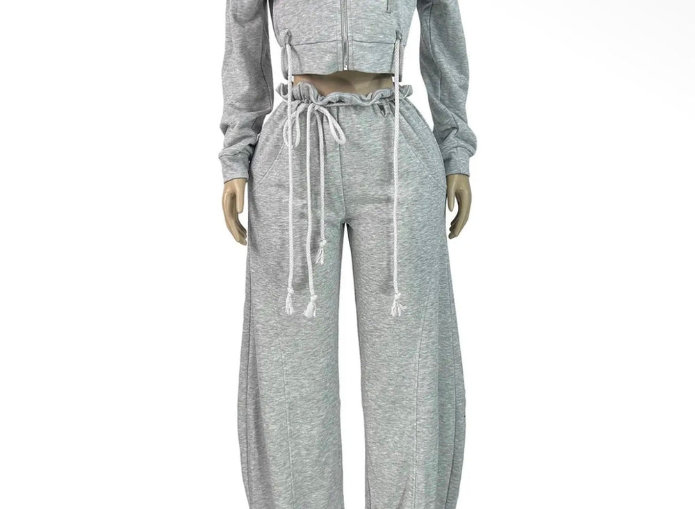 Tied up Cozy Set-Gray