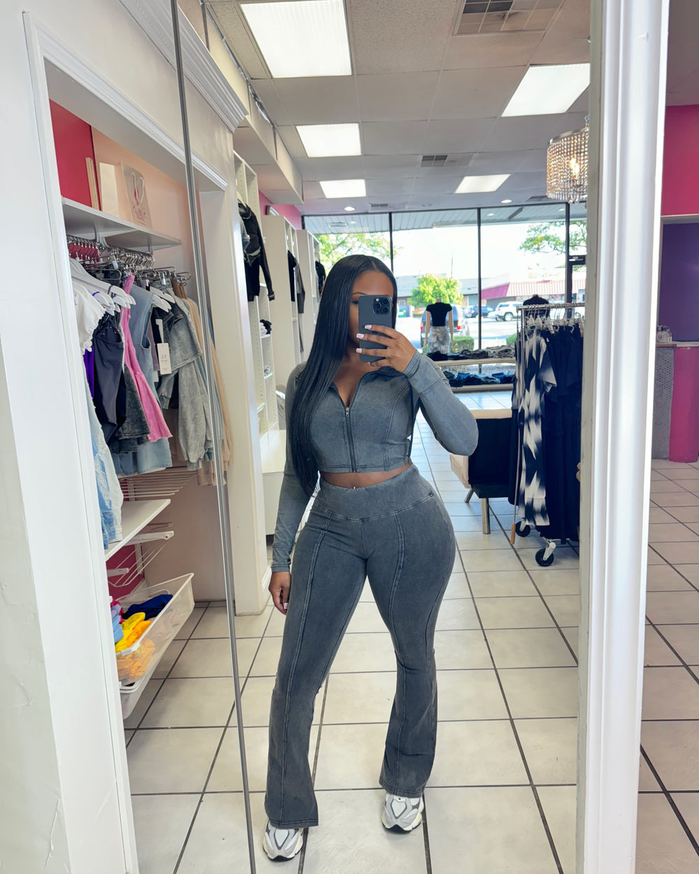 Fun And Flirty Pants Set-Charcoal