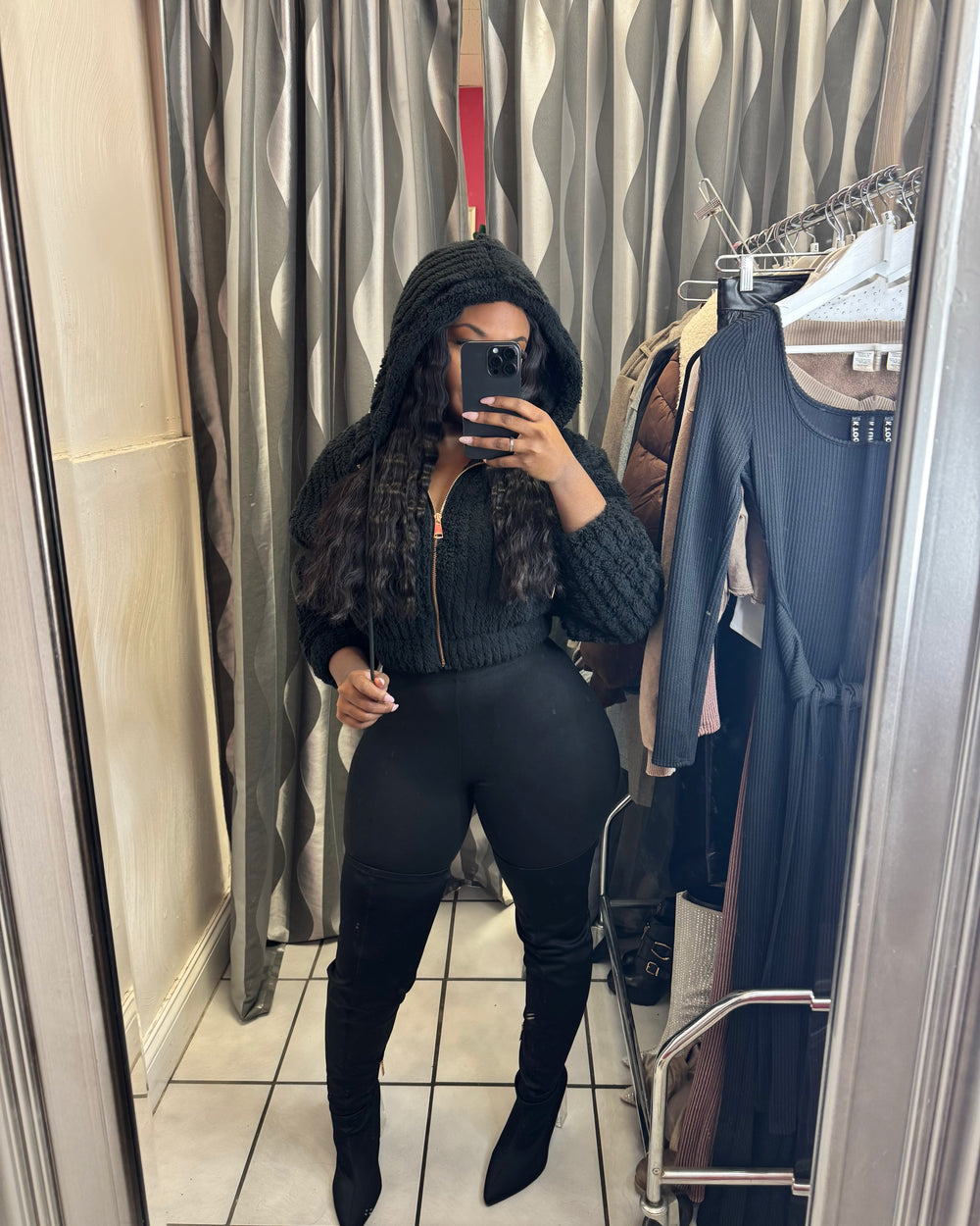 Aspen Fur Jacket-Black