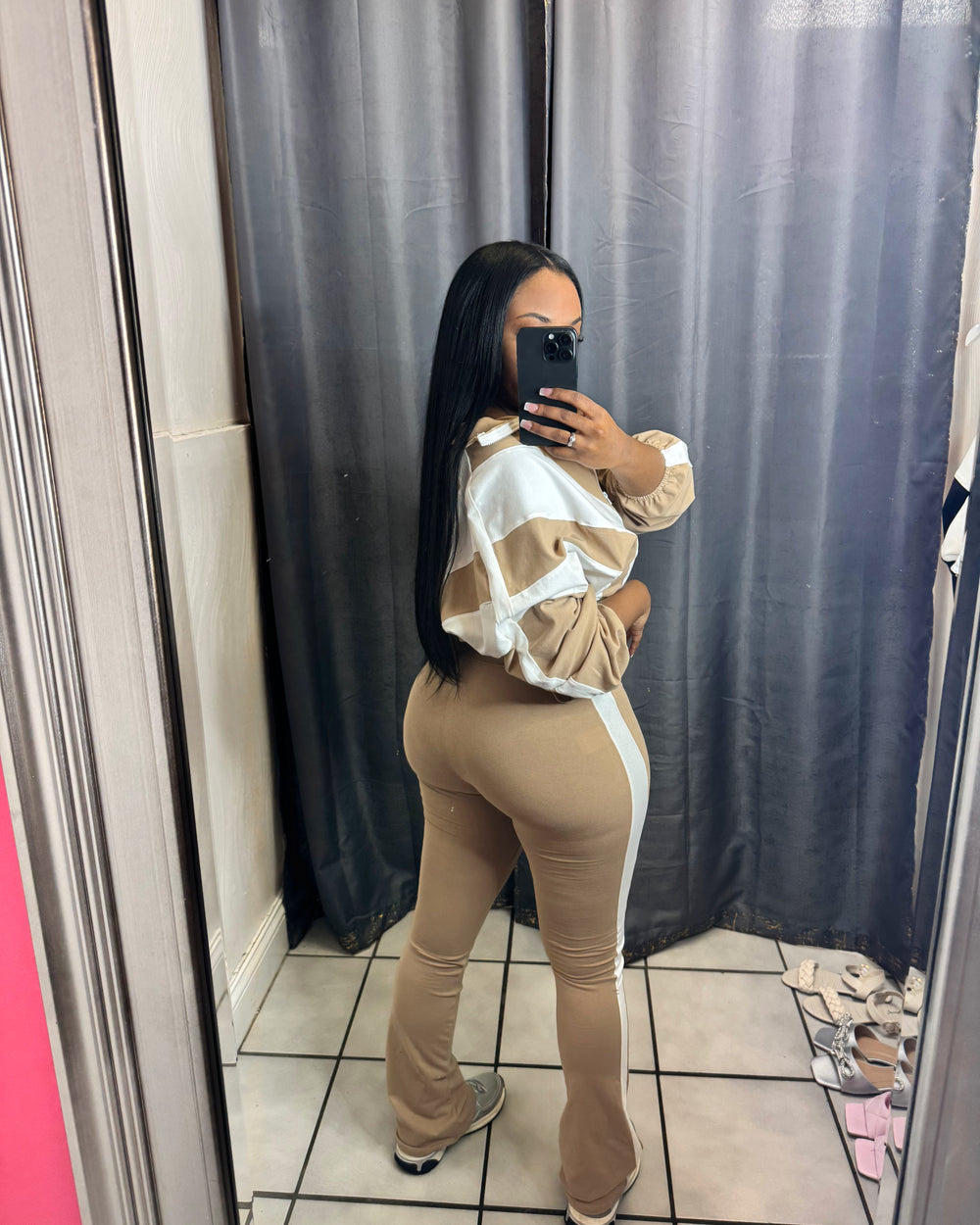 Sporty Girl Jogger Set-Tan/White