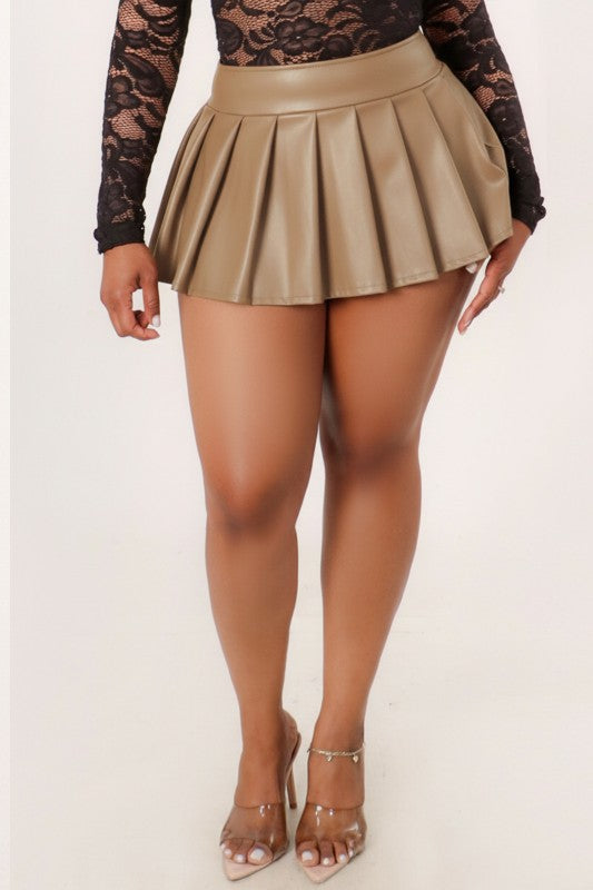 The It Girl Pleated Skort-Taupe