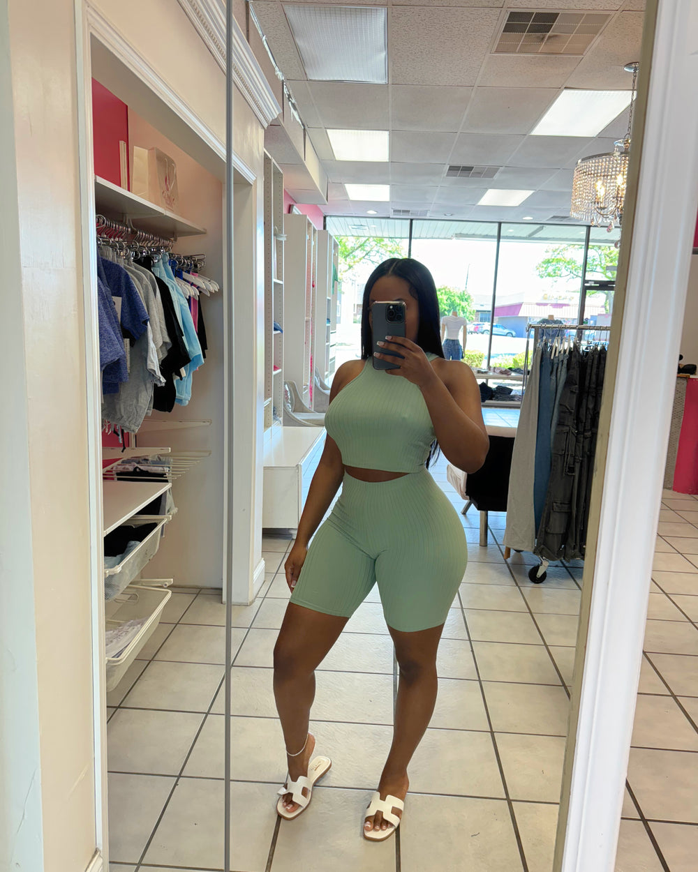 Chill Day Biker Set-Sage