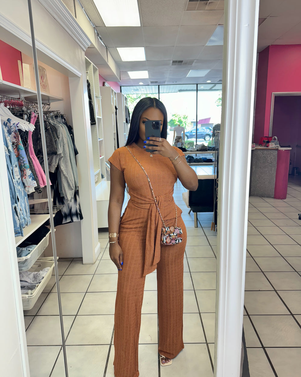 Sweet Girl Pants Set-Rust