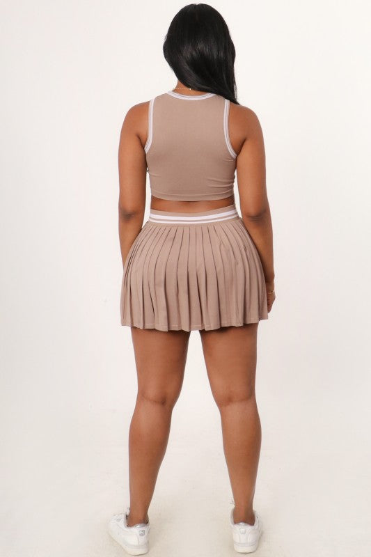 Tennis Skirt Set-Mocha