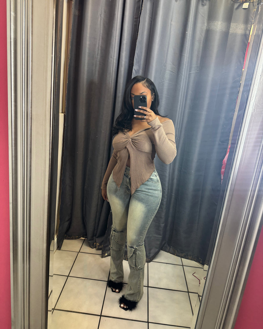 Amelia Off Shoulder Top-Mocha
