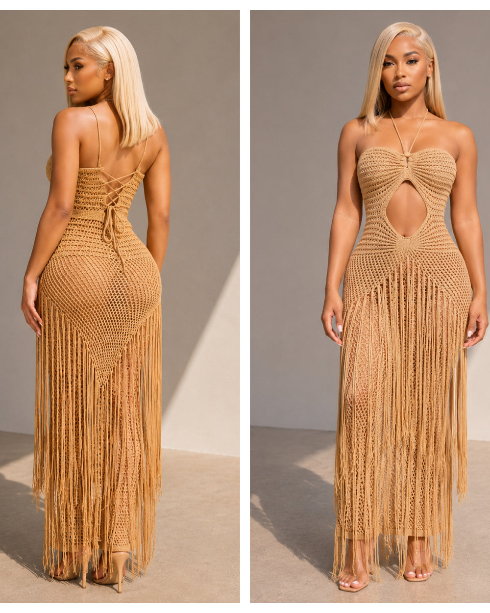 Golden Goddess Fringe Maxi