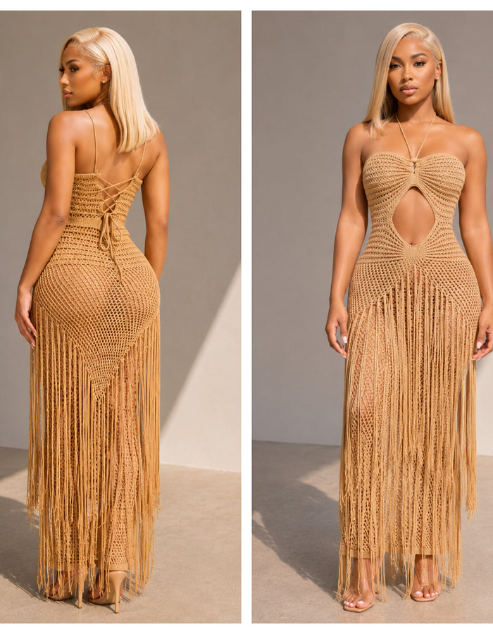 Golden Goddess Fringe Maxi