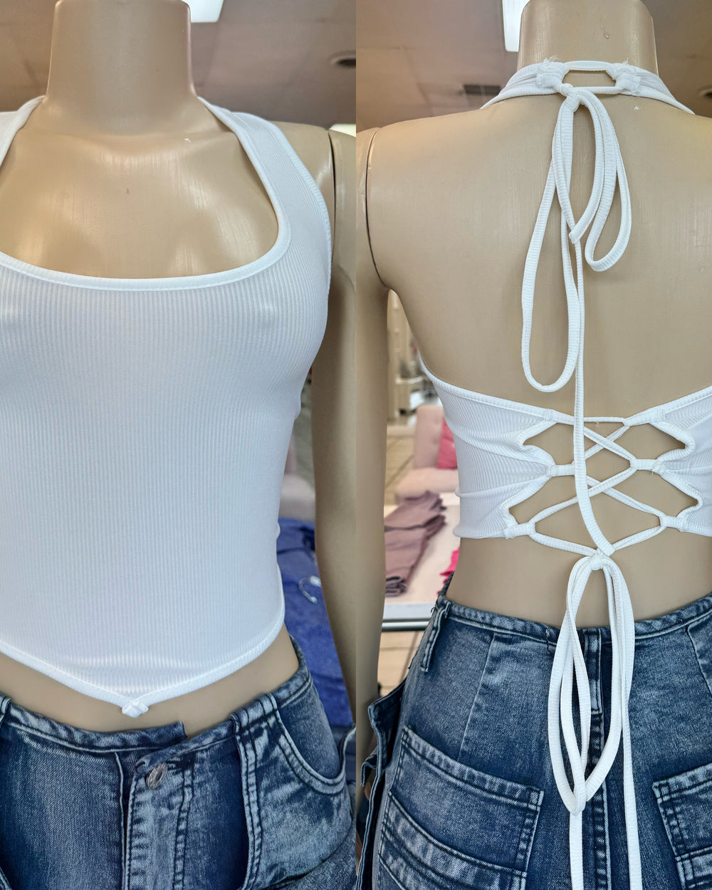 Main Topic Crossback Top-White