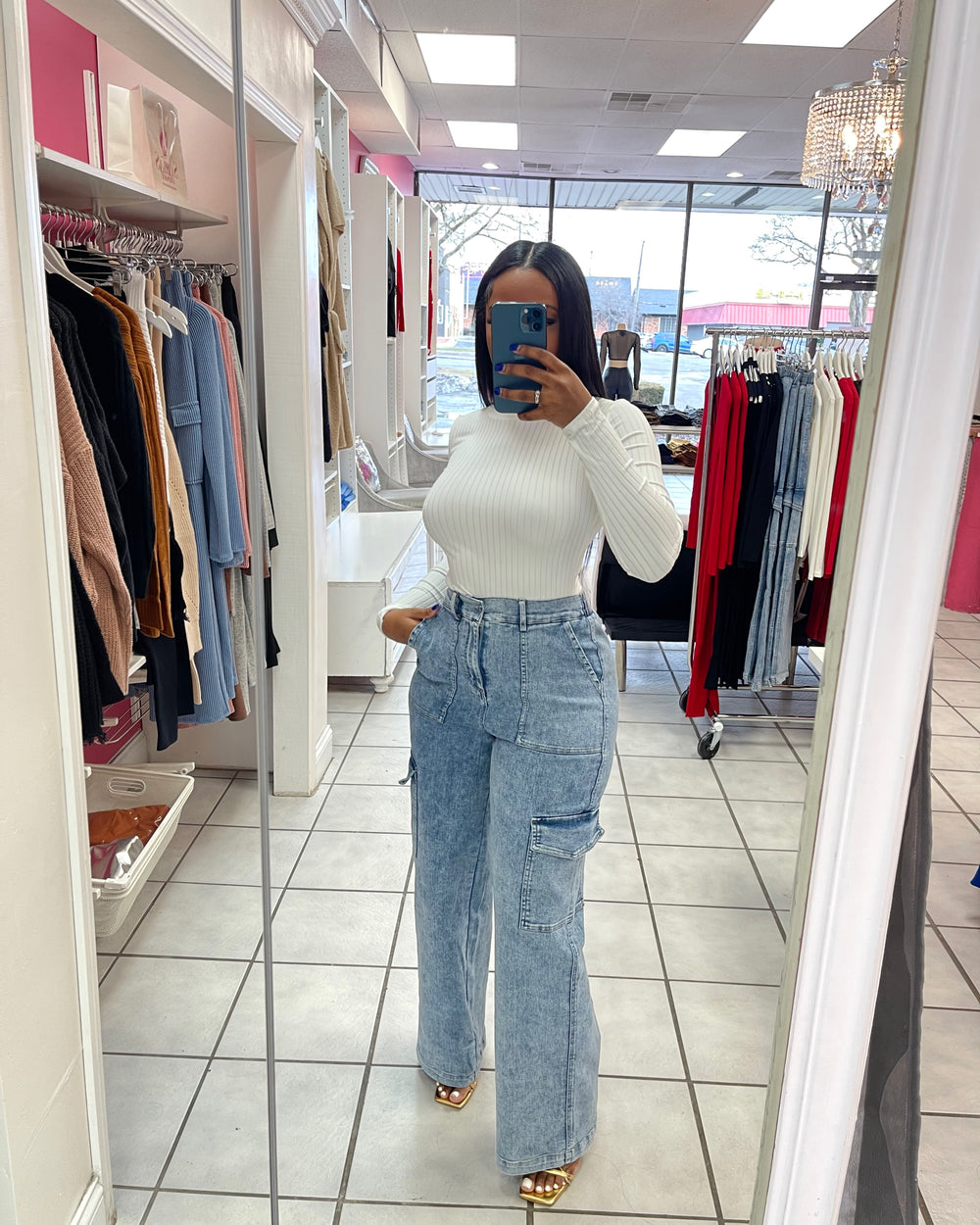 Toxic Cargo Denim Jeans-Light Blue