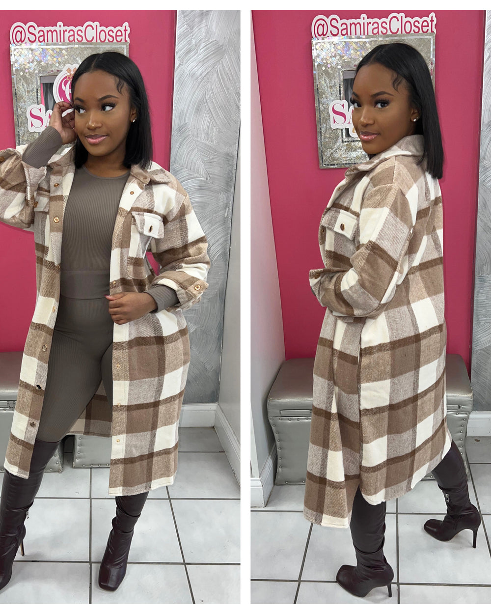 Better This Way Plaid Jacket-Brown/Tan Combo