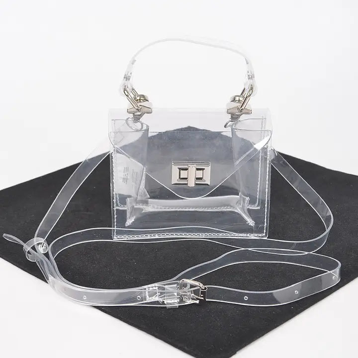 Clear Top Handle Mini Bag - Silver
