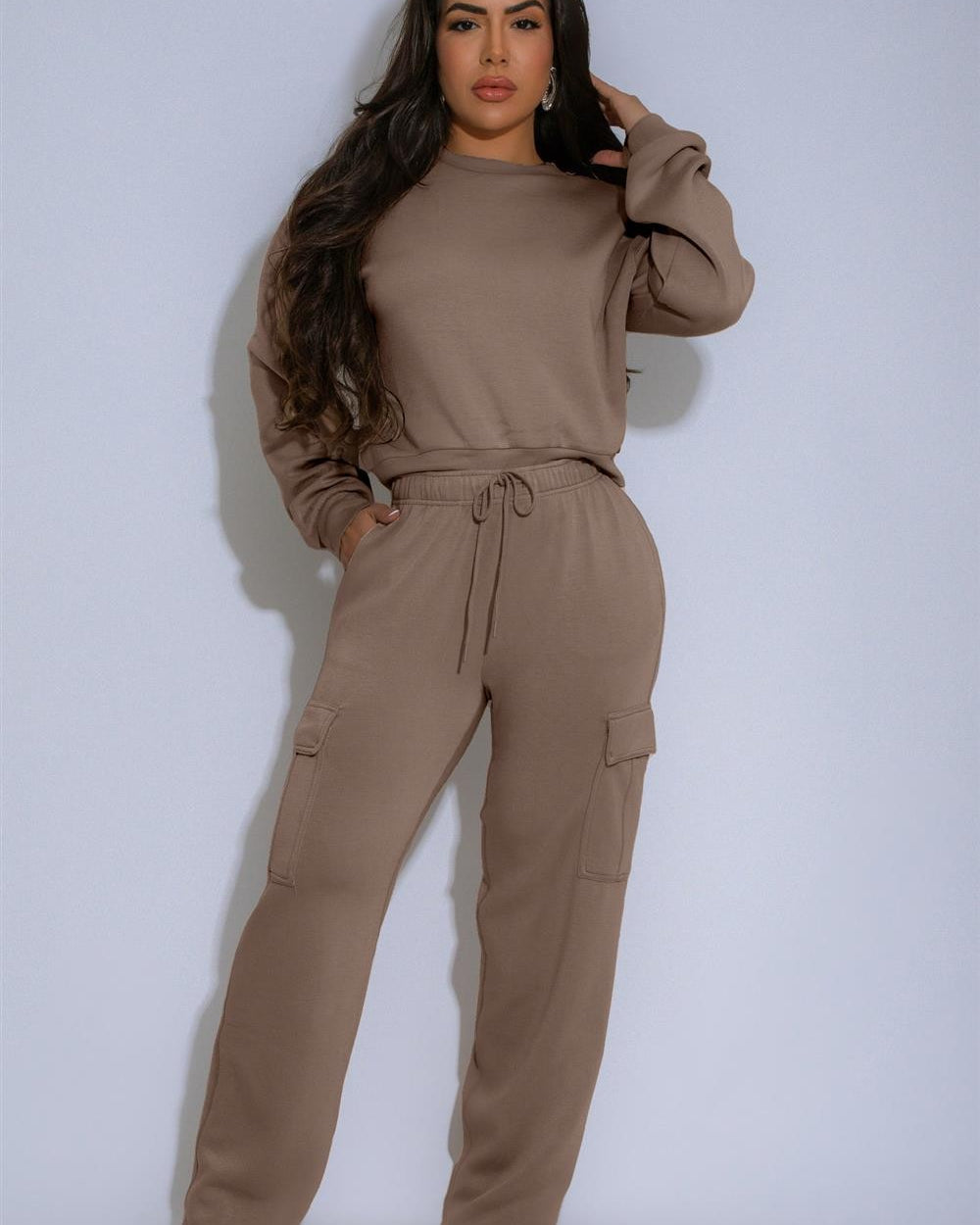 Favorite Felt Jogger Set-Mocha