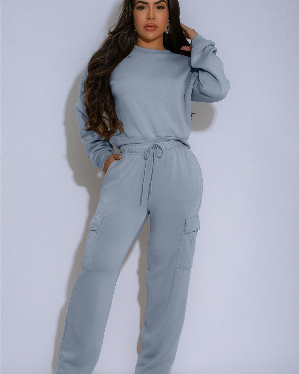Favorite Felt Jogger Set-Baby Blue