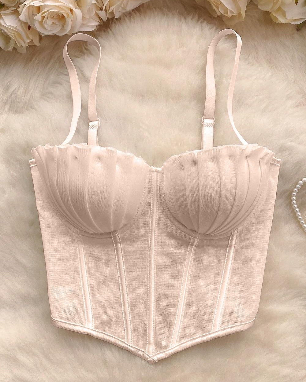 Ariel Mesh Corset Top-Nude
