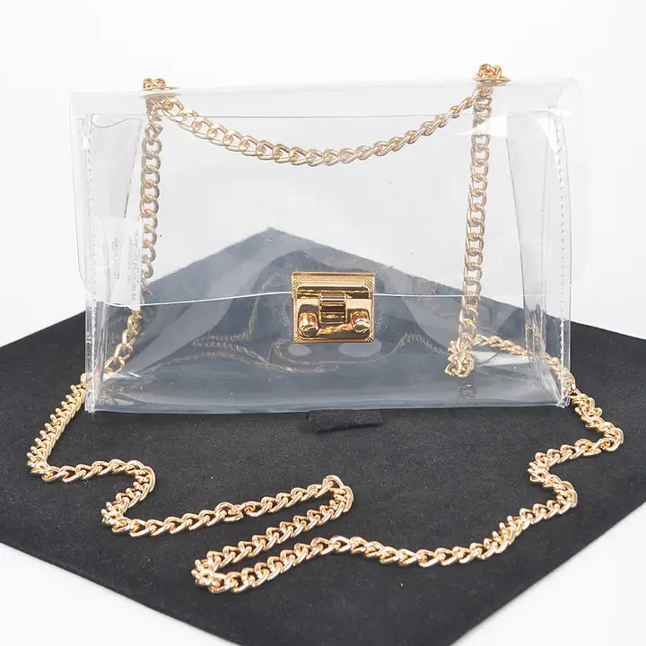 Clear Chain Crossbody Bag - Gold