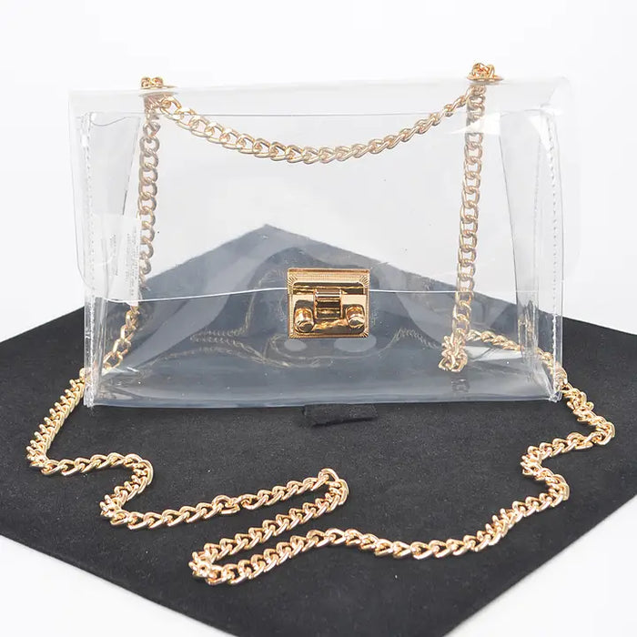 Clear Chain Crossbody Bag - Gold