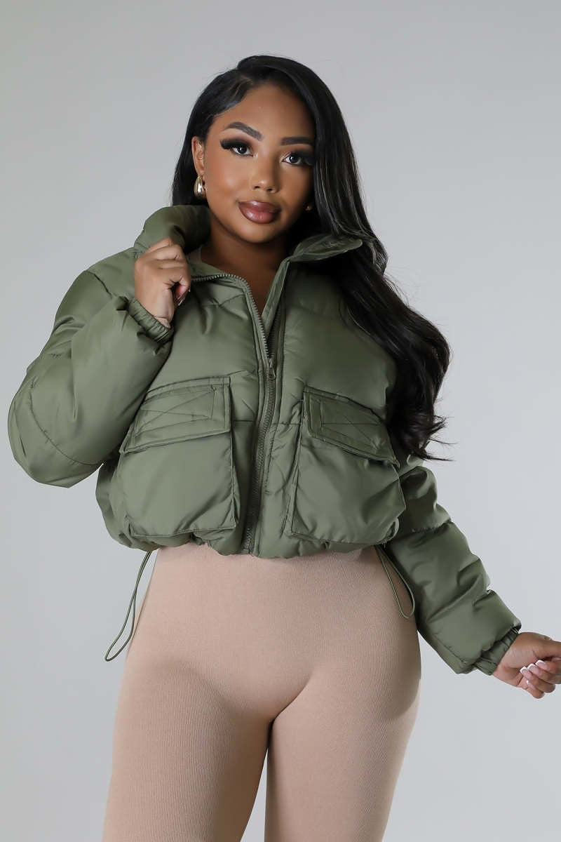 Showtime Puffer Jacket-Olive