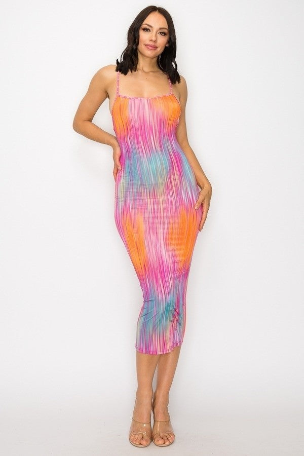 Color Fantasy Midi  Dress