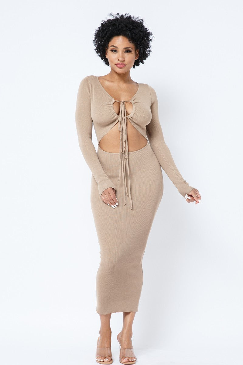 Wine And Dine Midi Dress-Caramel