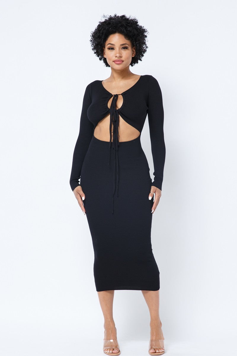 Wine And Dine Midi Dress-Black