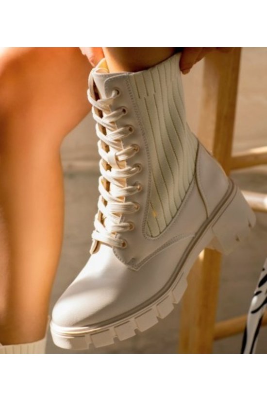 Charlie Combat Boots-Ivory