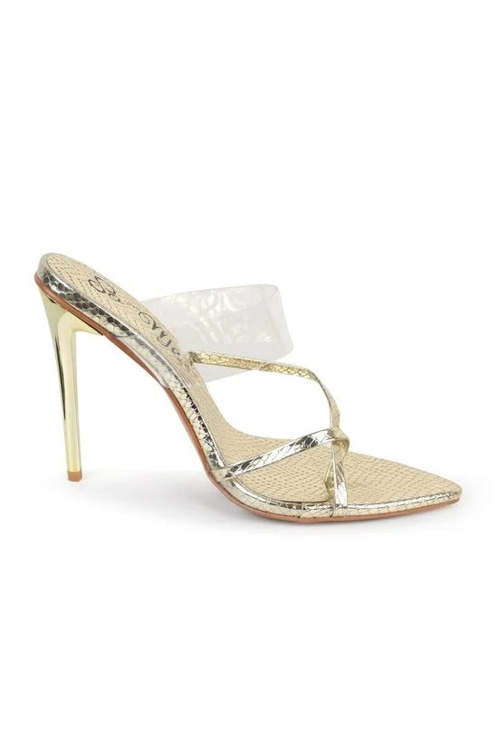 Aria Clear Gold Heels