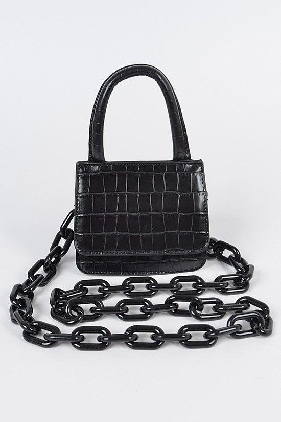 Faux Croc Handle Mini Bag