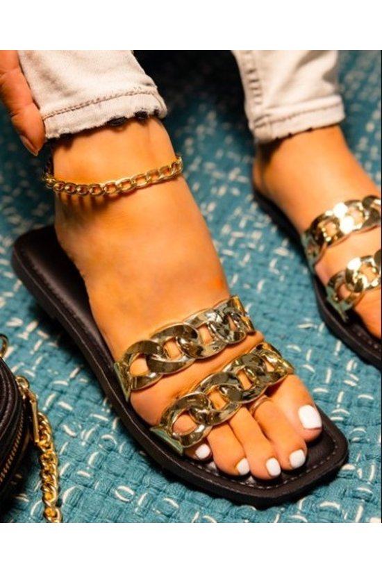 Toni Chain Slides-Black