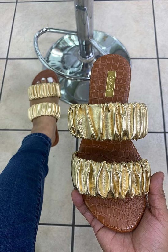 Skye Scrunch Slides-Gold